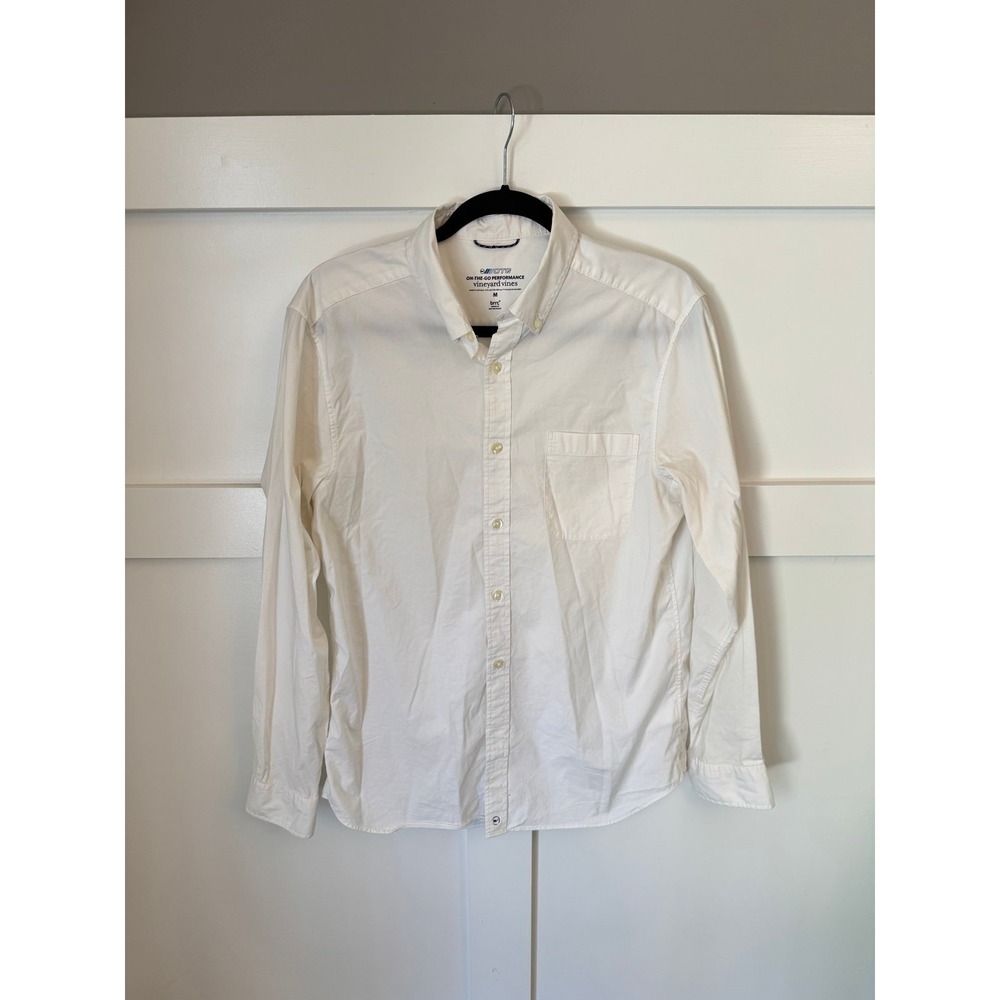 Vineyard Vines On the Go performance white long sleeve button front size medium